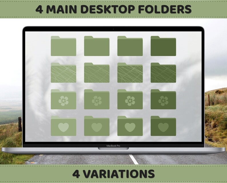 Desktop Icons Sage Green Macbook Folder Icons File Folders Etsy