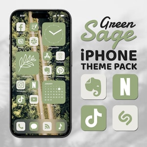 Sage Green App Icons, iPhone Theme Pack, Cottagecore Aesthetic, Widget Quotes, Art Covers, Light & Dark Wallpaper, Custom iPhone Home Screen