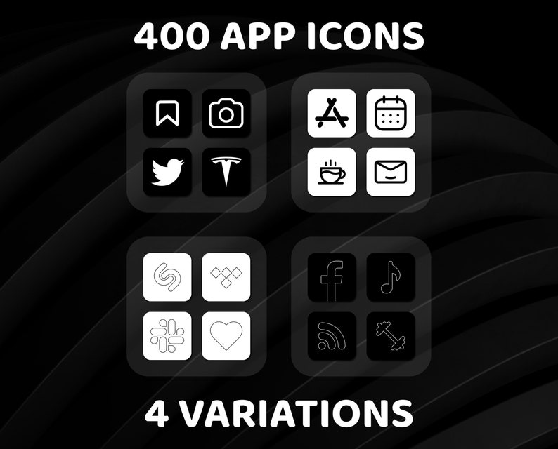 Ios Icons Black Iphone Theme Pack Black and White App Icons Etsy
