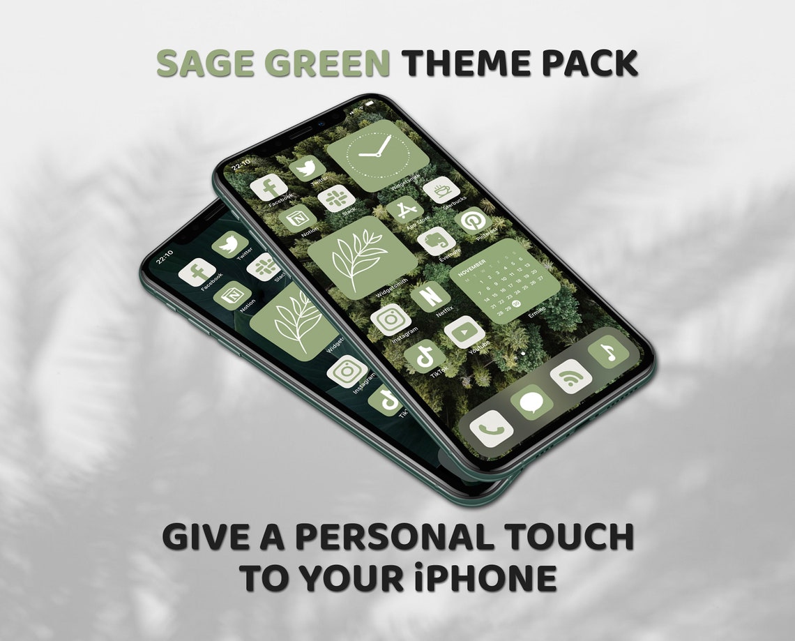 Sage Green App Icons Iphone Theme Pack Cottagecore Etsy