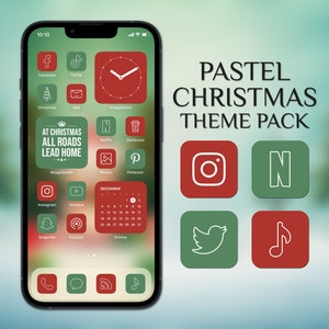 Christmas App Icons, Minimalist iPhone Theme Pack, Red and Green Aesthetic, Widget Quotes, Light & Dark Wallpaper, Custom iPhone Home Screen