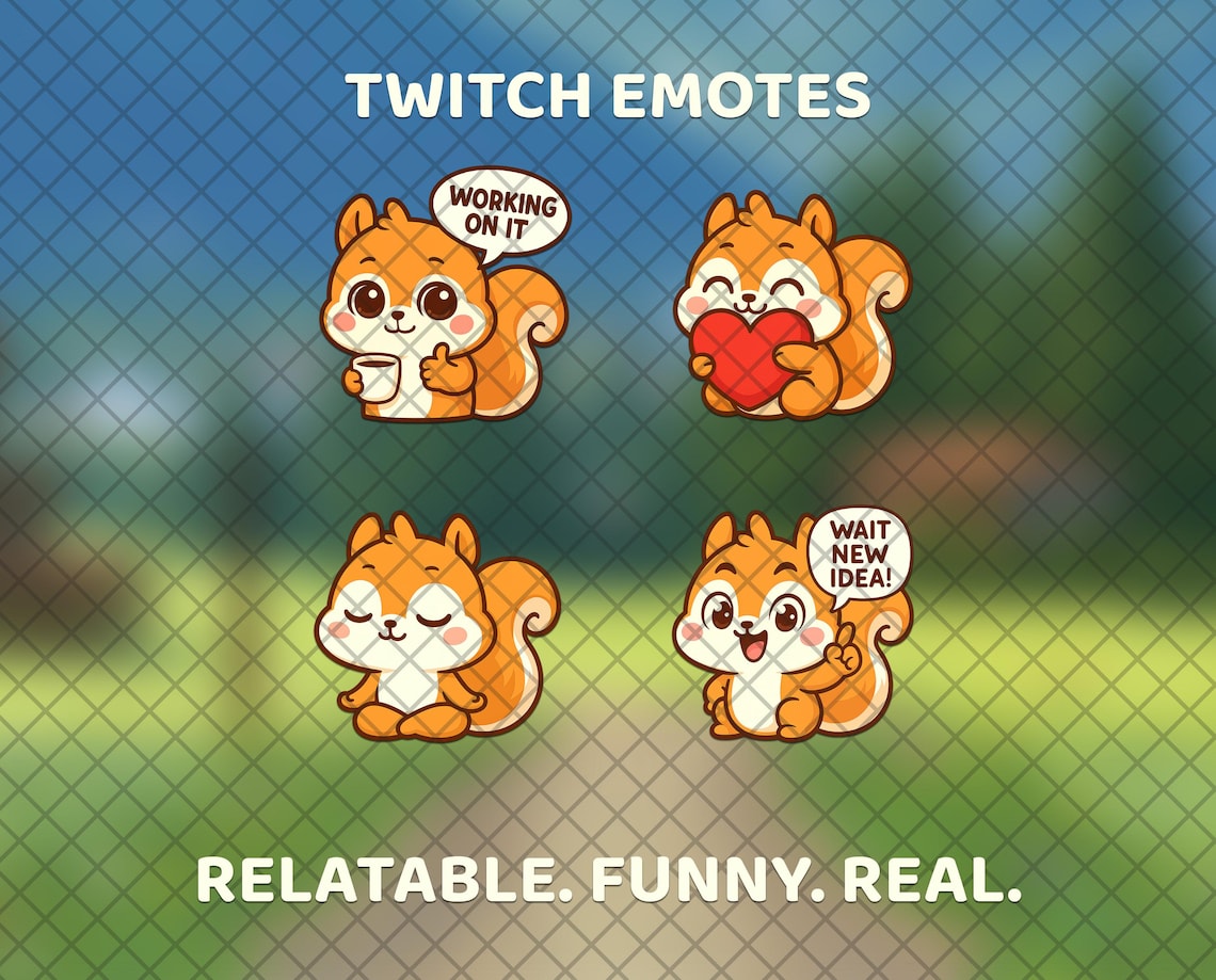 50 ADHD Emotes, Squirrel Sticker Pack, Kawaii Stream Assets, Twitch ...