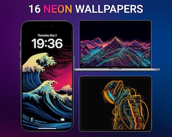 Neon Wallpaper 4K, Futuristic iPhone and iPad Lock Screen, Aesthetic Cyberpunk Desktop Background