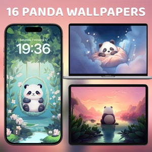 Fondo Panda 4k, pantalla de bloqueo de iPhone y iPad, adorable estética Kawaii, fondo de pantalla de escritorio del lindo oso panda japonés, pantalla de inicio personalizada