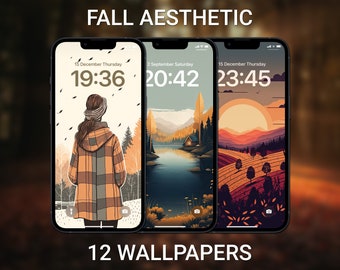 Fall Wallpapers, iPhone Lock Screen, iOS 17 Wallpaper, Neutral Aesthetic Background, Customize iPhone Home Screen