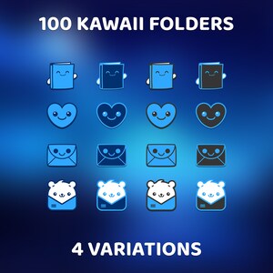 Schattig kawaii bureaubladpictogram, dromerige desktop-organizer, Cutecore Aesthetic Calendar, bureaubladachtergrond, blauwe mappictogrammen, aangepast startscherm afbeelding 5
