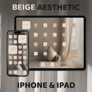 Beige App Icon Pack, Neutral Aesthetic App Icons, Boho Art Covers, Widget Quotes, iPhone & iPad Wallpapers, Customize Home Screen