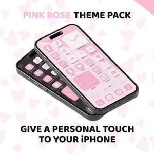 Pink App Icons, iPhone Theme Pack, Aesthetic Pink Rose Icons, Art Widgets, Light & Dark Wallpapers, Personalized iPhone Home Screen image 7