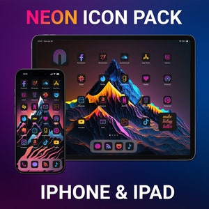 Neon App Icon Pack, iPhone and iPad Theme, Neon Art Covers, Widget Quotes, iPhone & iPad Wallpapers, Custom Home Screen