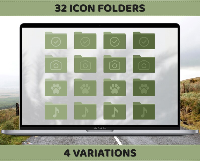 Sage Green Desktop Folder Icons for Mac & Windows Aesthetic Etsy