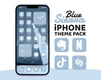 Sierra Blue App Icons, iPhone Theme Pack, Aesthetic App Icons, Art Widgets, Light & Dark Wallpapers, Custom iPhone Home Screen