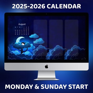 Schattig kawaii bureaubladpictogram, dromerige desktop-organizer, Cutecore Aesthetic Calendar, bureaubladachtergrond, blauwe mappictogrammen, aangepast startscherm afbeelding 2