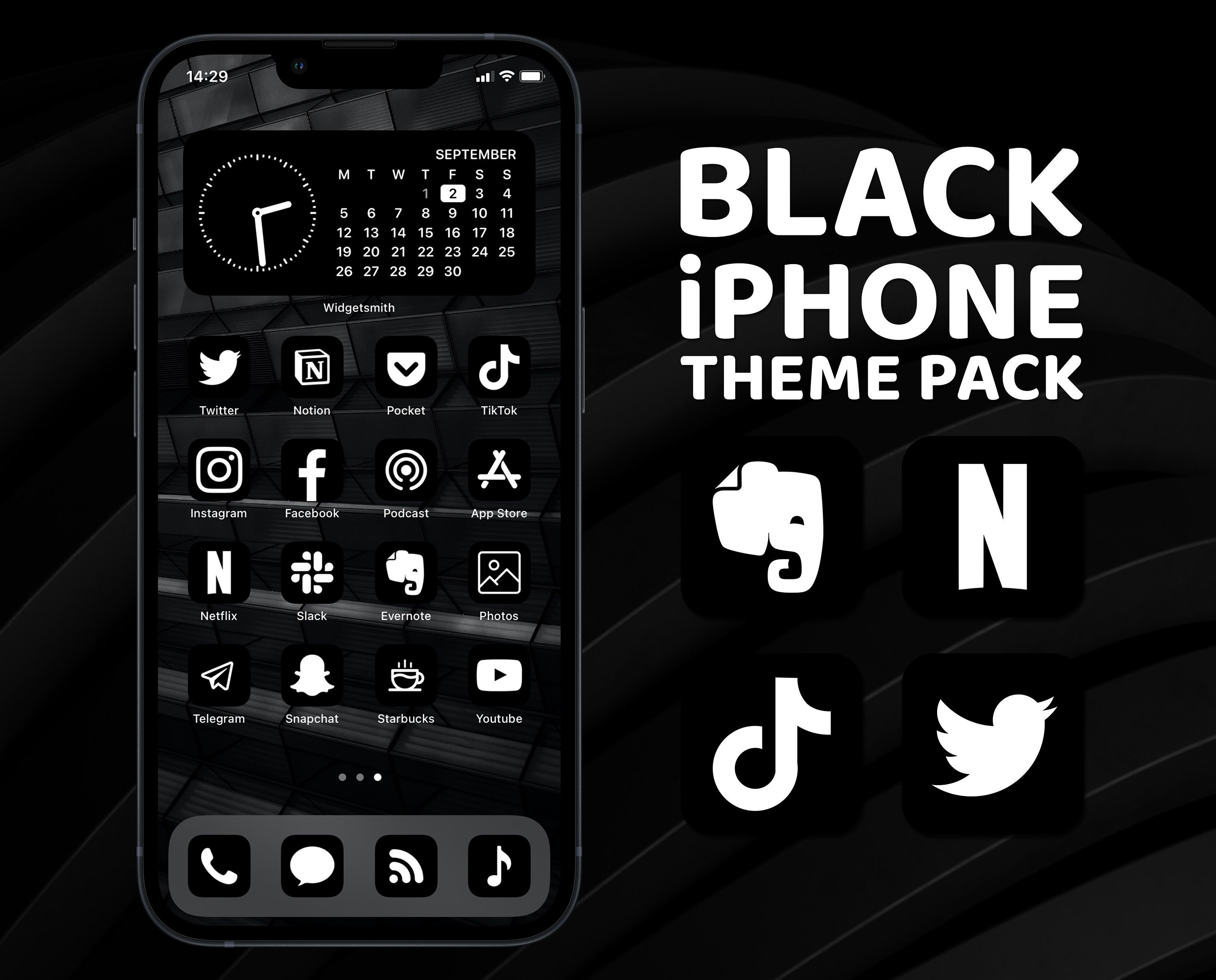 Ios Icons Black Iphone Theme Pack Black And White App Icons Etsy New Zealand