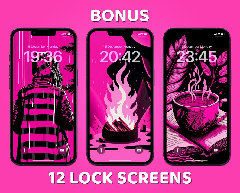 Ios Icons Hot Pink Iphone Theme Pack Aesthetic App Icons Etsy