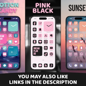 Pink App Icons, iPhone Theme Pack, Aesthetic Pink Rose Icons, Art Widgets, Light & Dark Wallpapers, Personalized iPhone Home Screen image 9