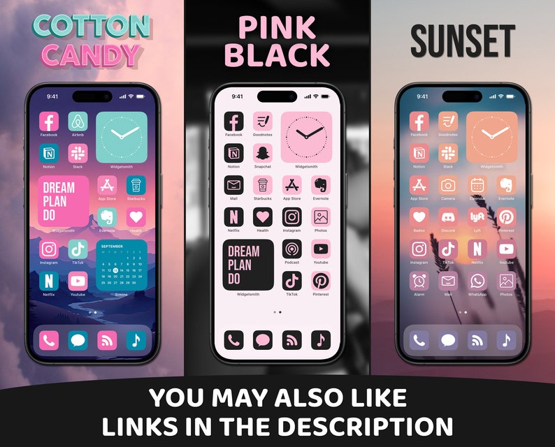 Pink App Icons, iPhone Theme Pack, Aesthetic Pink Rose Icons, Art Widgets, Light & Dark Wallpapers, Personalized iPhone Home Screen image 9