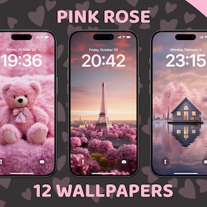 Pink App Icons, iPhone Theme Pack, Aesthetic Pink Rose Icons, Art Widgets, Light & Dark Wallpapers, Personalized iPhone Home Screen image 6