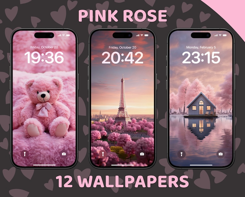 Pink App Icons, iPhone Theme Pack, Aesthetic Pink Rose Icons, Art Widgets, Light & Dark Wallpapers, Personalized iPhone Home Screen image 6