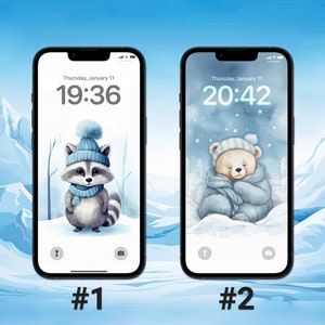 Winter Wallpapers, iPhone Lock Screen, Watercolor Art, Pastel Blue