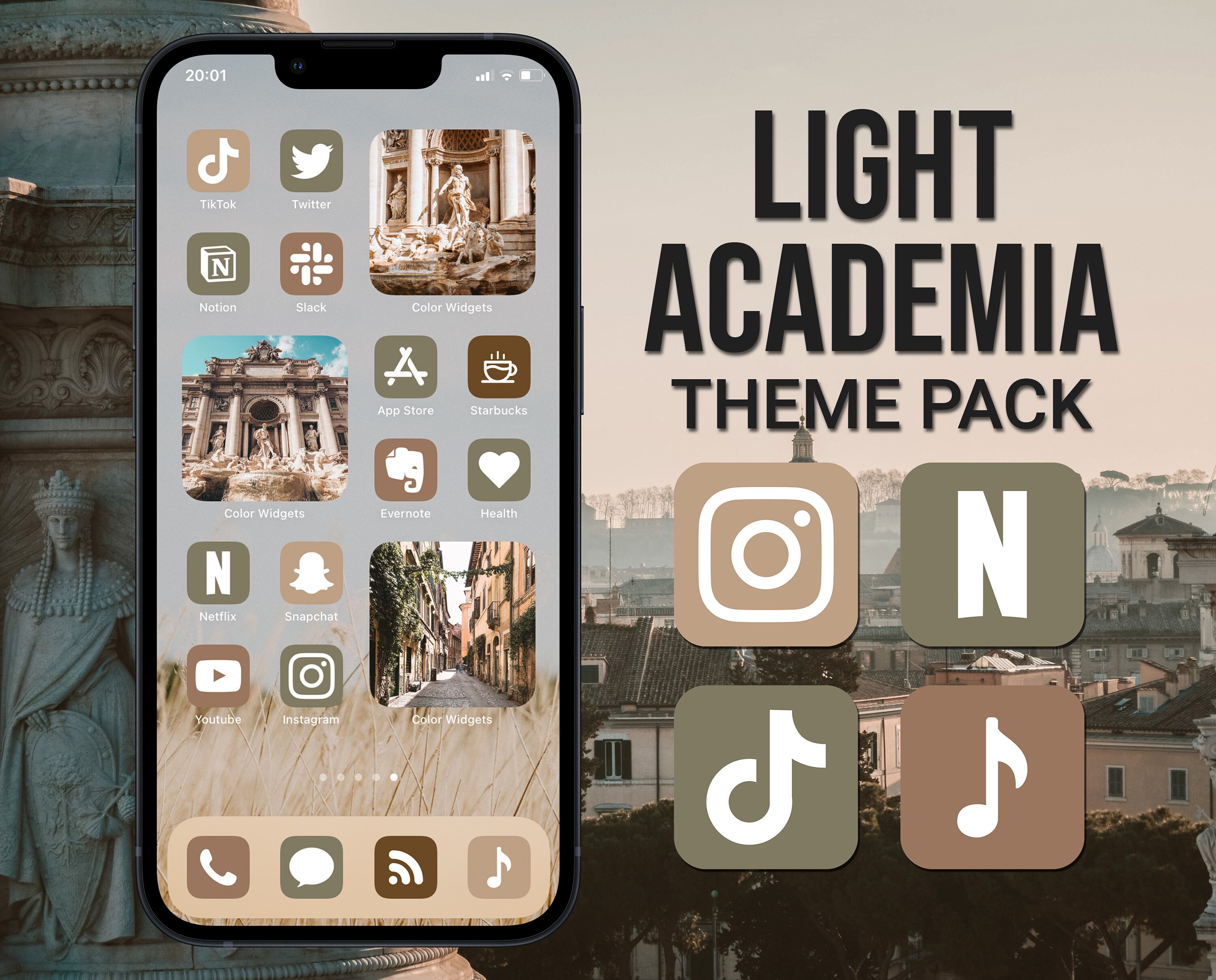 Light Academia App Icons Ios 15 Theme Pack Includes Boho App Etsy