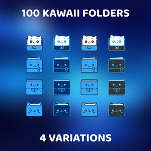 Schattig kawaii bureaubladpictogram, dromerige desktop-organizer, Cutecore Aesthetic Calendar, bureaubladachtergrond, blauwe mappictogrammen, aangepast startscherm afbeelding 4