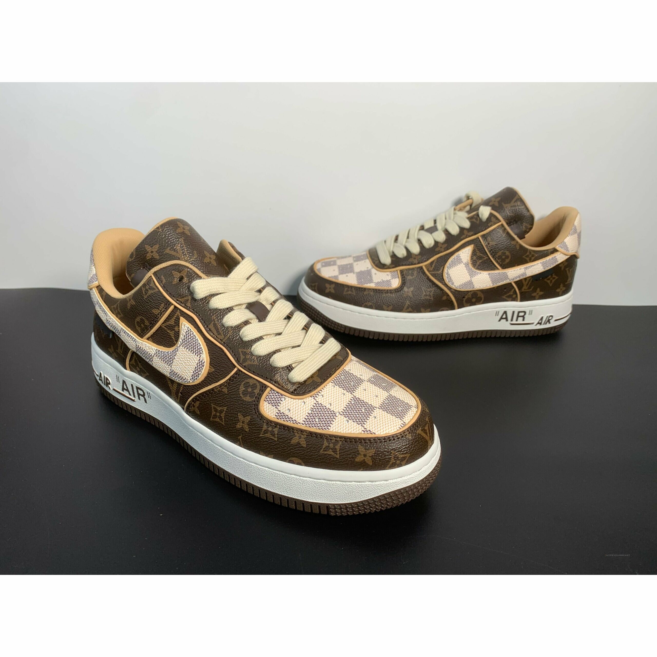 Brown and cream Louis Vuitton Air Force 1 Custom - Owl Fashion Shop