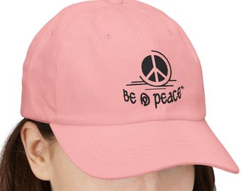 Peace Sign Embroidered Pink Dad Cap | Classic Retro Hippie Festival Streetwear Unisex Hat