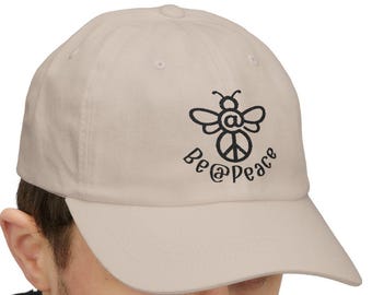 Be @ Peace Embroidered Icon Stone Dad Cap | Classic Festival Streetwear Unisex Hat