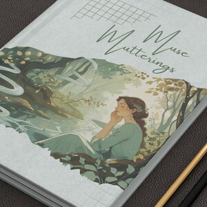 Muse Mutterings Journal | Writing Notebook illustrated calming nature forest scene