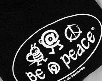 Graphic Tee Festival Clothing | Cartoon Peace Sign Shirt | Retro Hippie Unisex T-Shirt | Black