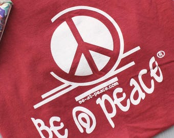 Graphic Tee Festival Clothing | Peace Sign Shirt | Retro Hippie Unisex T-Shirt | Cedar Red