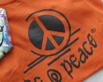 Graphic Tee Festival Clothing | Peace Sign Shirt | Retro Hippie Unisex T-Shirt | Texas Orange