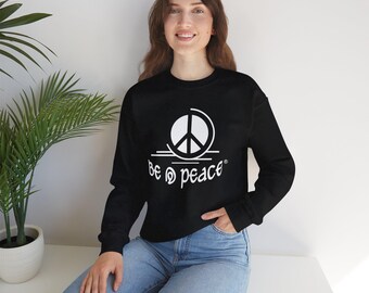Sweatshirt | Peace Design | Dark Color  Retro Hippie Unisex Sweater | Positive Vibes Crewneck Pullover