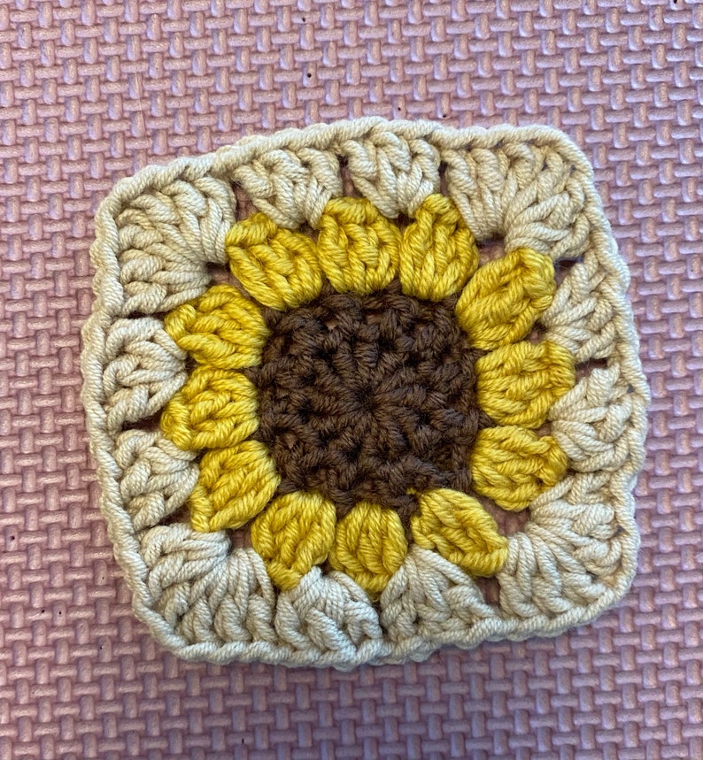 Sunflower Granny Square Written Pattern Crochet Etsy