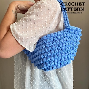 Crochet pattern BASKET BAG | Written pattern (English) crochet bag pattern | Bobble stitch pattern | PDF | crochet bag