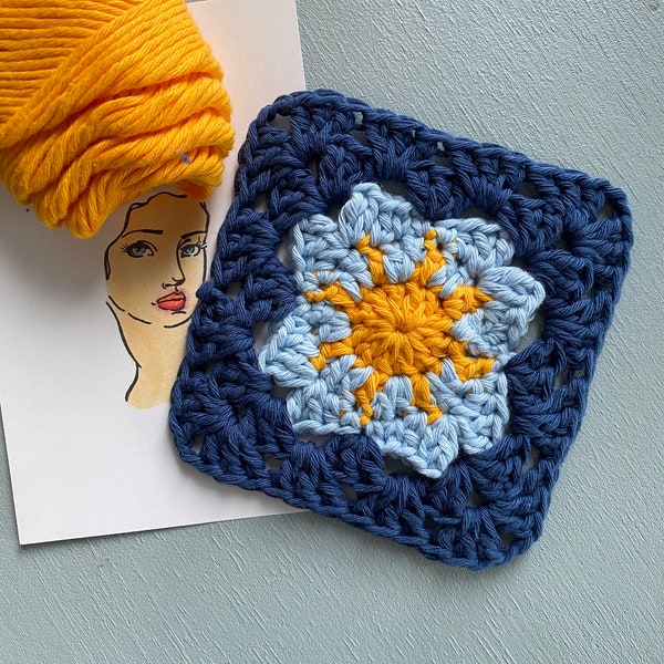 SUN Granny Square Written Pattern | CROCHET (English)