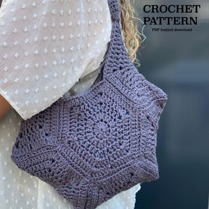 Häkelanleitung HEXAGON BAG | Schriftliche Anleitung (Englisch) Häkeltaschenanleitung | Schultertaschenanleitung | PDF | Häkeltasche