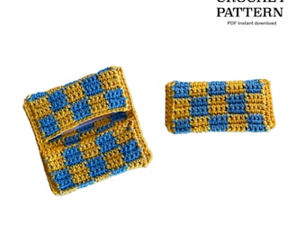 Crochet pattern CARDHOLDER | Written pattern (English) crochet bag pattern | Checkered pattern | PDF | crochet card holder