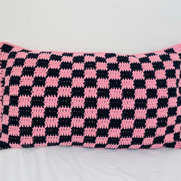 Checkered pillow | Written pattern | Crochet (English)