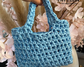 Crochet pattern FLORENCE BAG | Written pattern (English) crochet bag pattern | T-shirt yarn pattern | PDF | chunky crochet bag