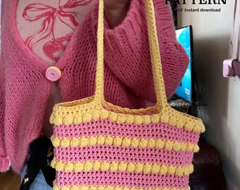 Crochet pattern SHOULDER BAG | Written pattern (English) crochet bag pattern | Bobble stitch pattern | PDF | crochet bag