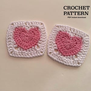 Häkelanleitung HERZ Granny Square | Schriftliche Anleitung (Englisch) | Granny Square Anleitung | PDF | Herz Granny Square | Sofort-Download