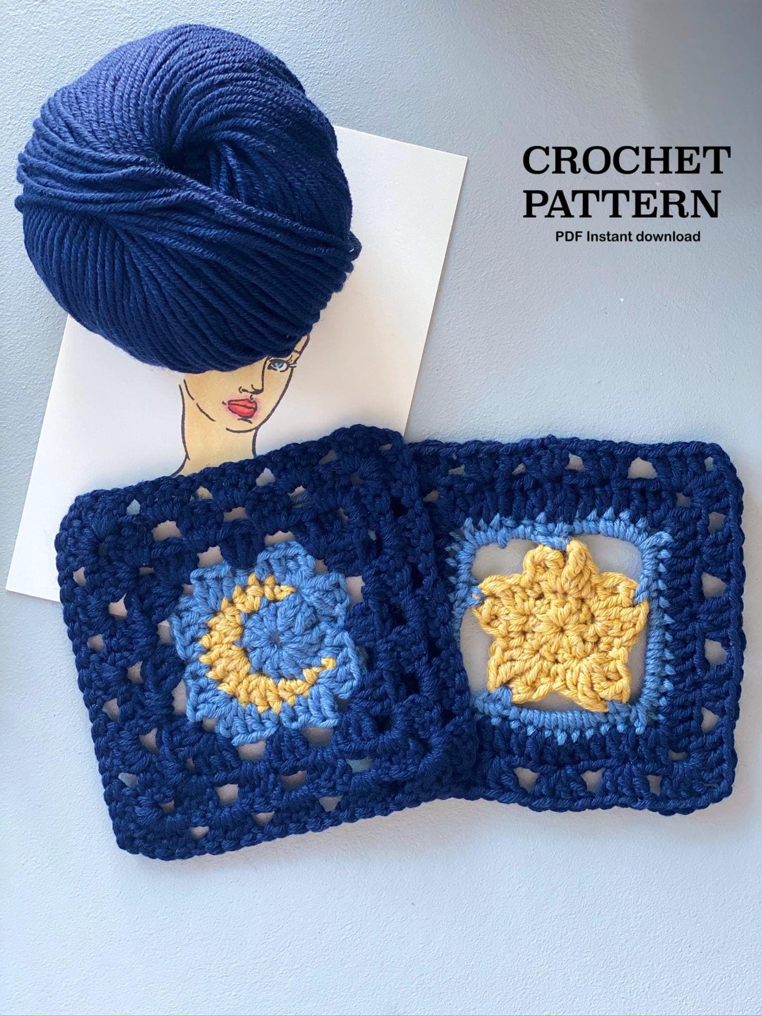 18 Star Granny Square Crochet Pattern: Unleash Your Inner Artisan Today! 4 Crochet pattern Moon + Star granny square Written