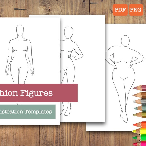 FASHION FIGURES 10 Illustration templates. Digital download. Printable