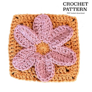 Crochet pattern 3D FLOWER granny square | Written pattern (English) | Granny square pattern | PDF | Flower granny square | instant download