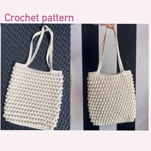 crochet pattern Bobble tote bag | Crochet bag pattern | Written pattern PDF (English)