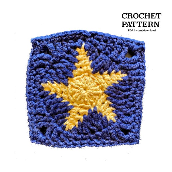 Crochet pattern STAR granny square | Written pattern (English) | Granny square pattern | PDF | Star granny square | instant download
