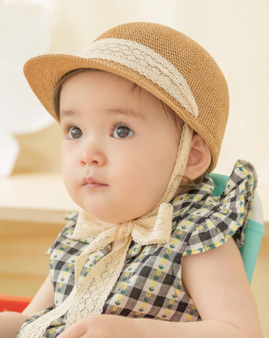 Toddler Straw Hat Lace Straw Hat Sun Hat Beach Hat Baby Etsy