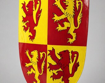Steel Medieval Heater Shield – Lion Rampant Heraldic Design, Gothic Knight Replica