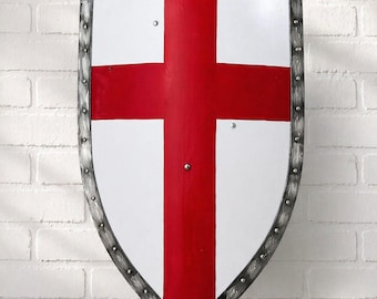 Hand-Forged Steel Templar Heater Shield | Red Cross Knight Armor Replica